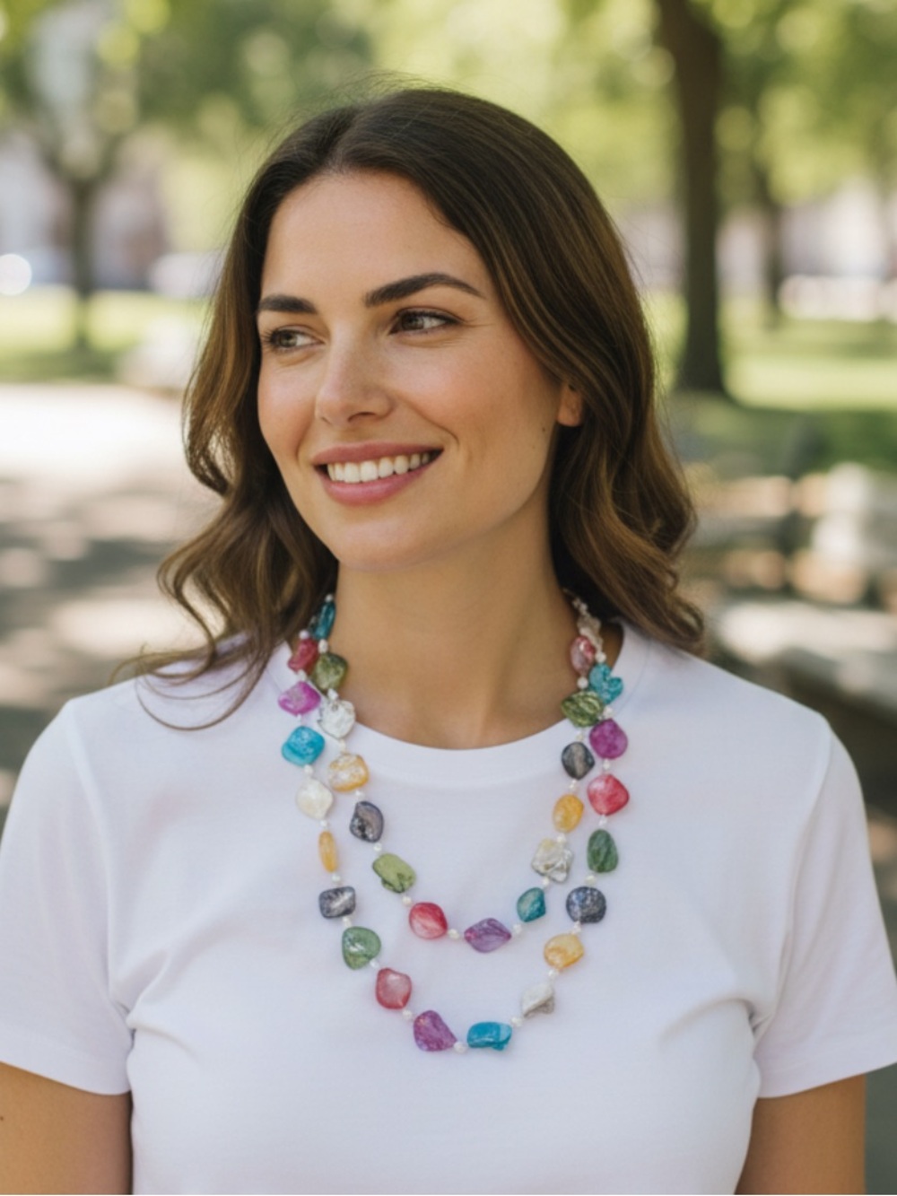 Mother of Pearl Multicolor Shell Necklace